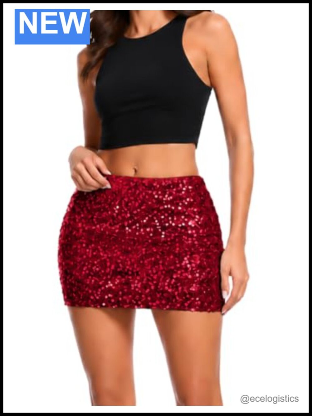 Sequin Mini Skirt Sparkling Bodycon Party Clubwear High Stretch